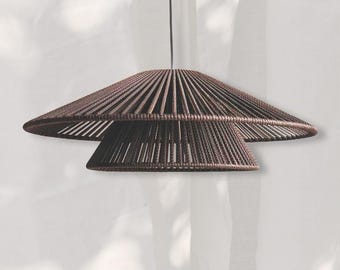Wicker Cotton Pendant Lamp: Handmade Wabi Sabi Lamp Shade