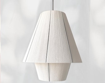 Hand Woven Cotton Cord Pendant Lamp: Modern Wabi Sabi Chandelier