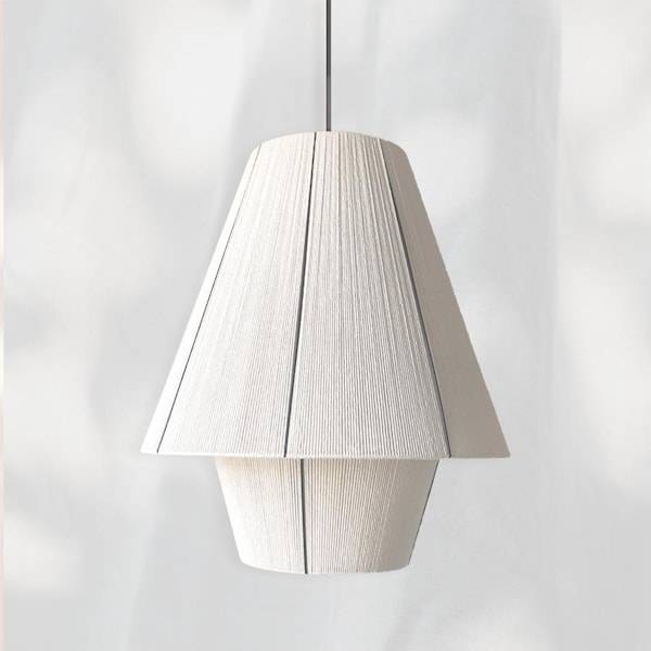 Lampa wisząca z ręcznie tkanego sznurka bawełnianego: nowoczesny żyrandol w stylu wabi sabi