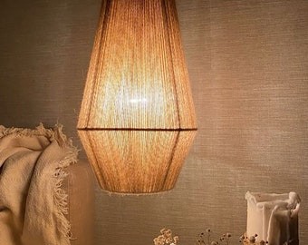 Lámpara de araña de yute: Lámpara colgante de estilo playero para sala de estar, cafetería, restaurante, hotel.