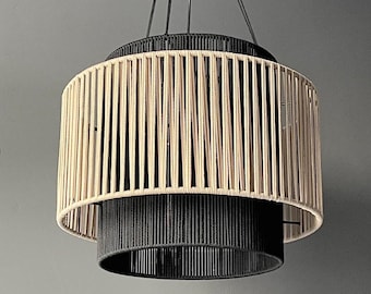 Lámpara colgante de algodón tejido: una lámpara colgante clásica bicolor