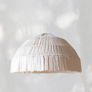 Macrame Chandelier: Boho Pendant Lamp with Cotton Shade