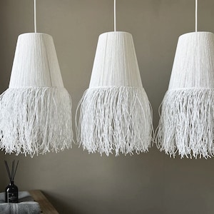 Macrame Chandelier: Boho Tassel Pendant Lamp with Rafia Cord
