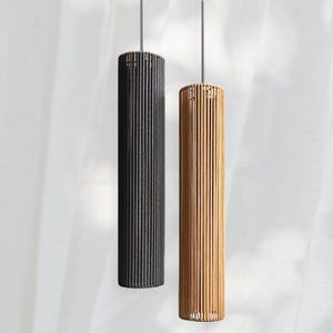 Set of woven cotton cylinder pendant lights: Skandi Nordic Lighting