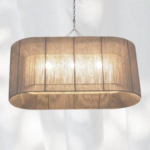 Large Jute Chandelier: Boho Dining Room Pendant Light