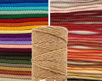 Muestra de hilo para lámpara de araña: Yute, algodón, poliéster, rafia (1 metro de largo)