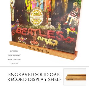 Now Playing Vinyl Record Display shelf | Music gift | Solid Oak  | Laser Engraved | Record storage | Wall Record holder