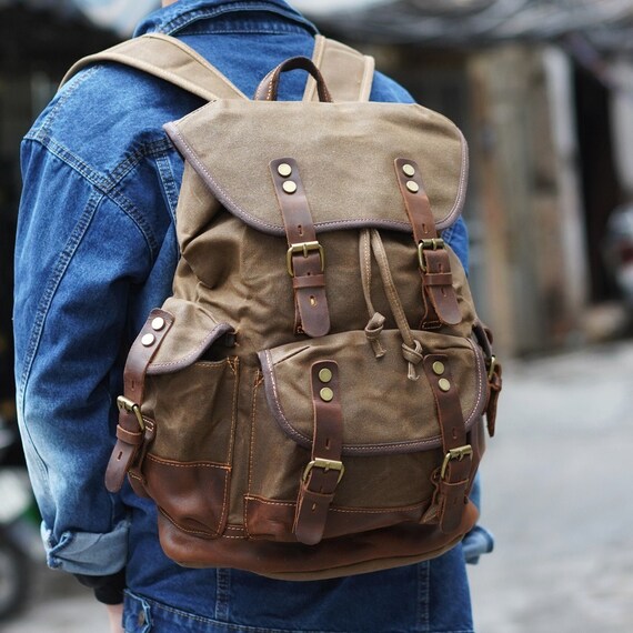 waxed canvas hiking backpack