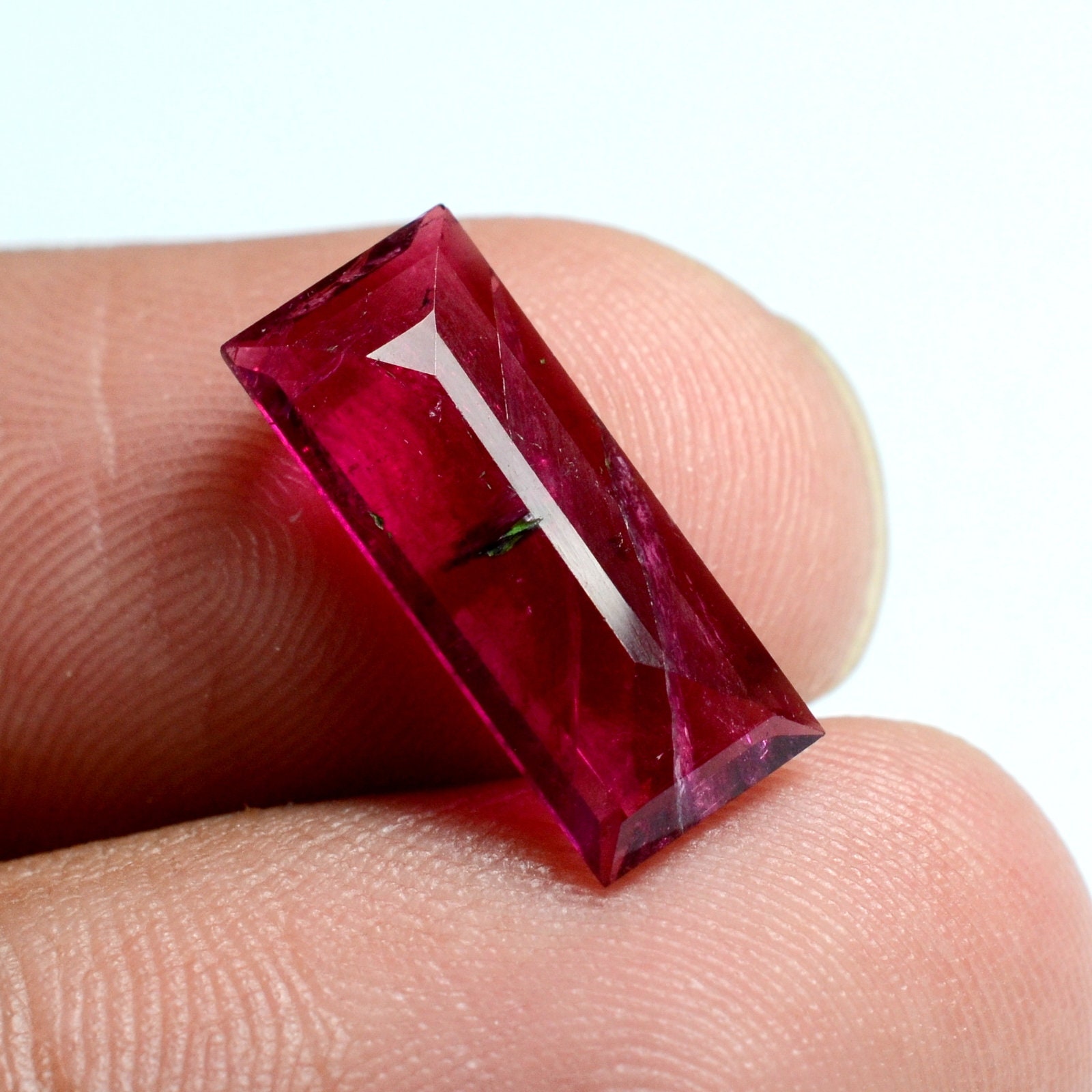 100% Natural Beautiful Red Ruby Light Faceted Octagon Loose Gemstone ...