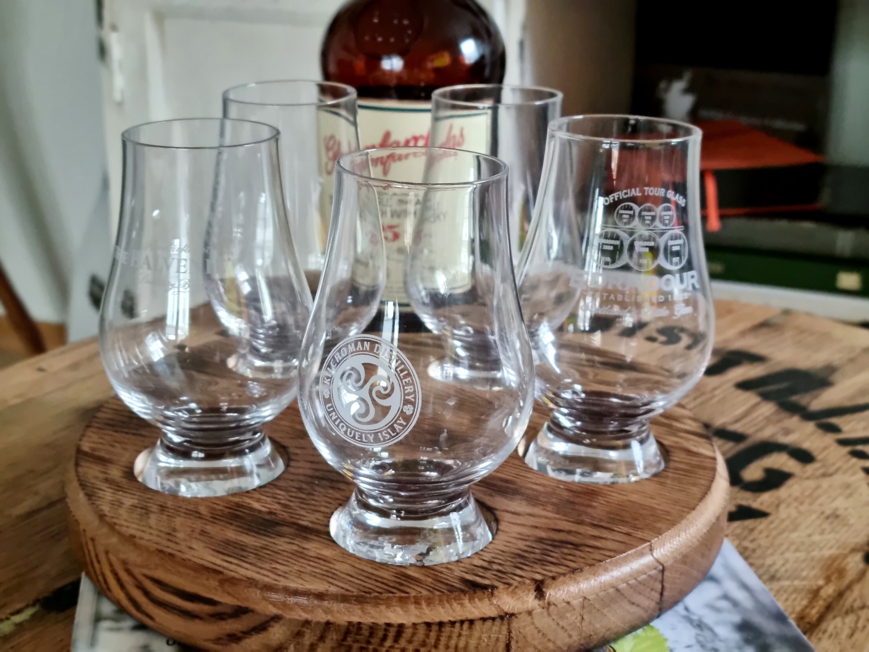 Display Glencairn Whisky Glasses from Whisky Barrel Lid Etsy