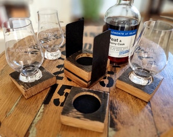 Set of 4 vintage coasters made from whisky barrels for Glencairn with box