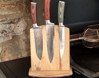 Knife block, knife stand made of barrique barrel stave