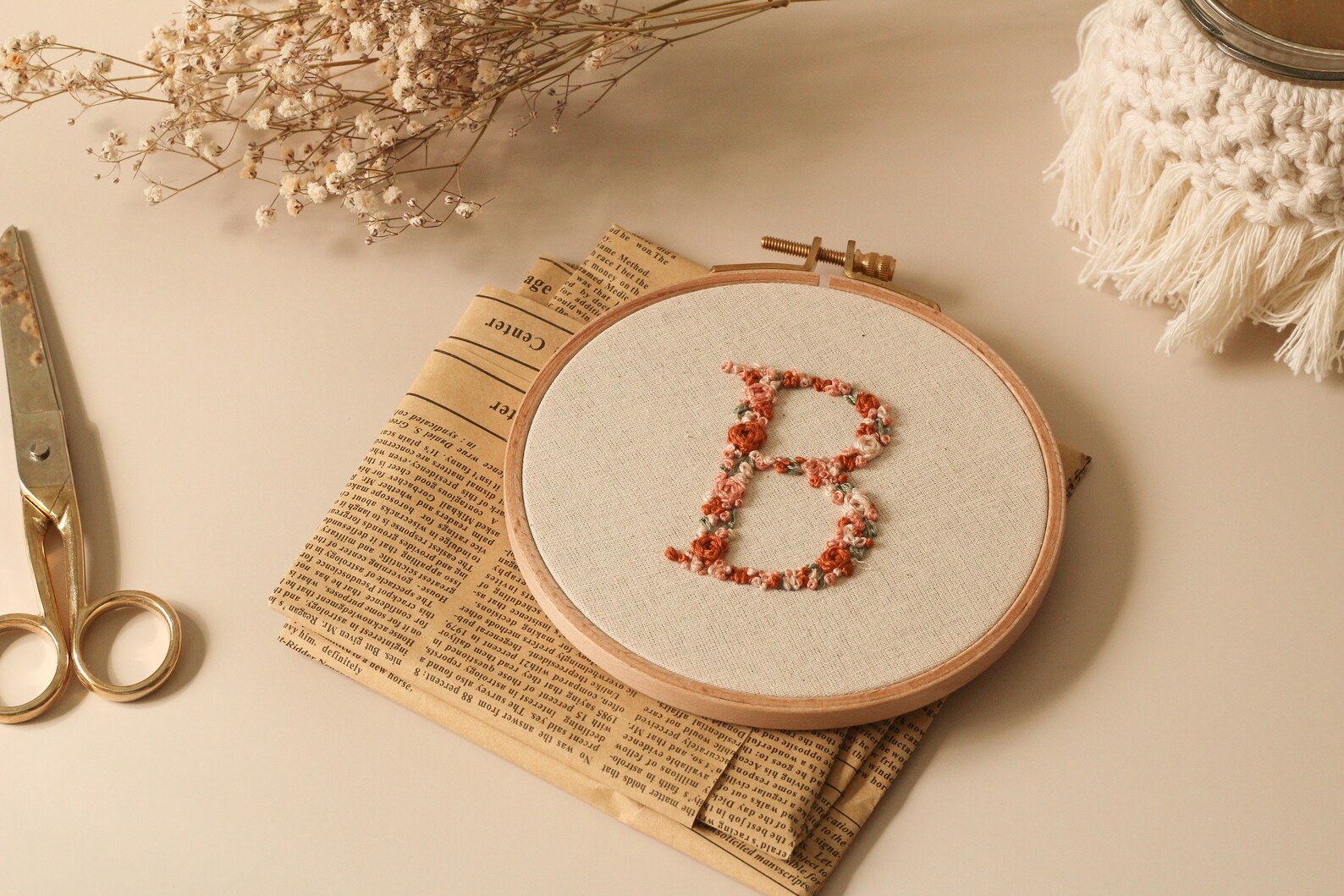 Letter B embroidery frame embroidery picture wall Etsy