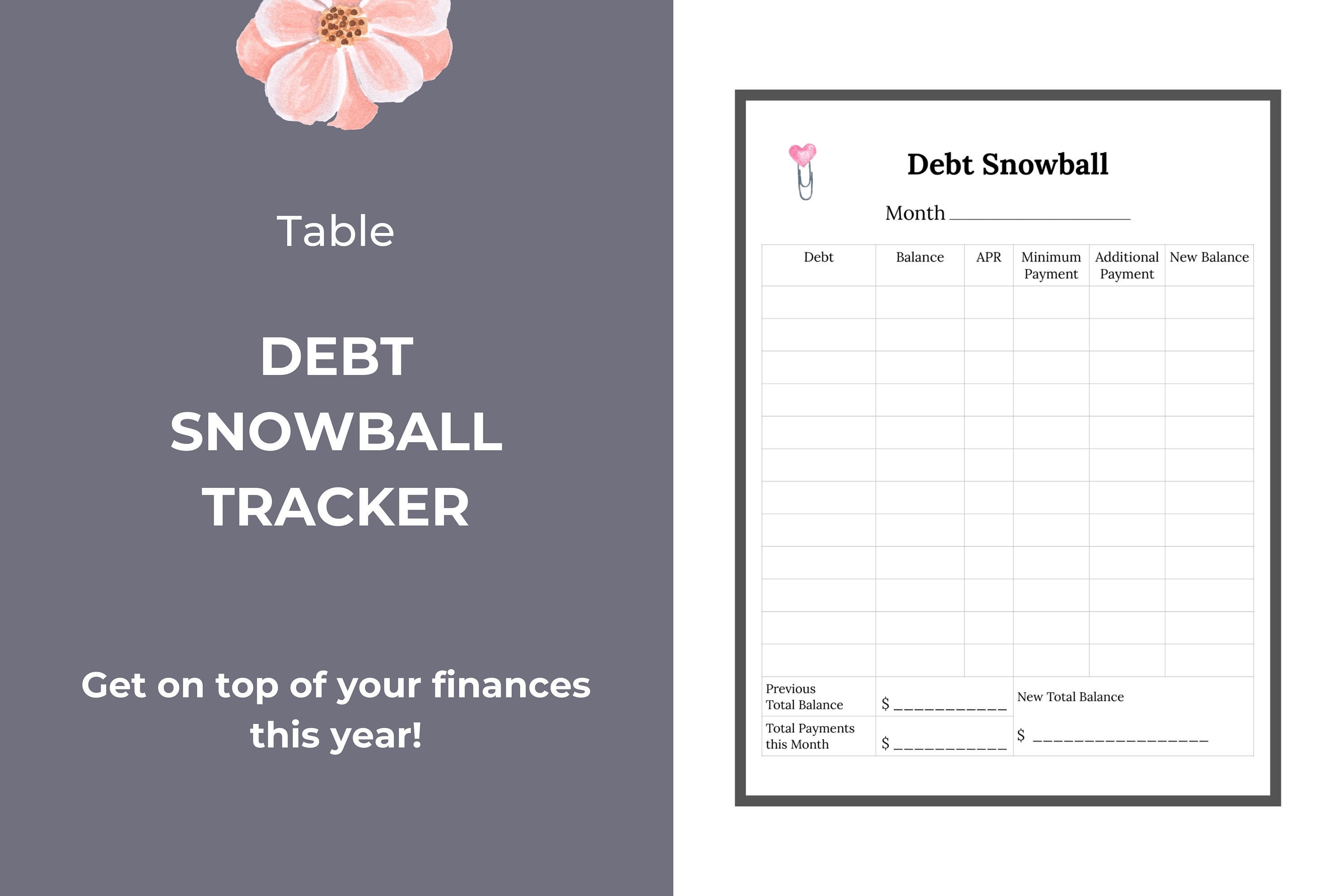 Debt Snowball Tracker Printable Plus BONUS Free '70 Ways | Etsy