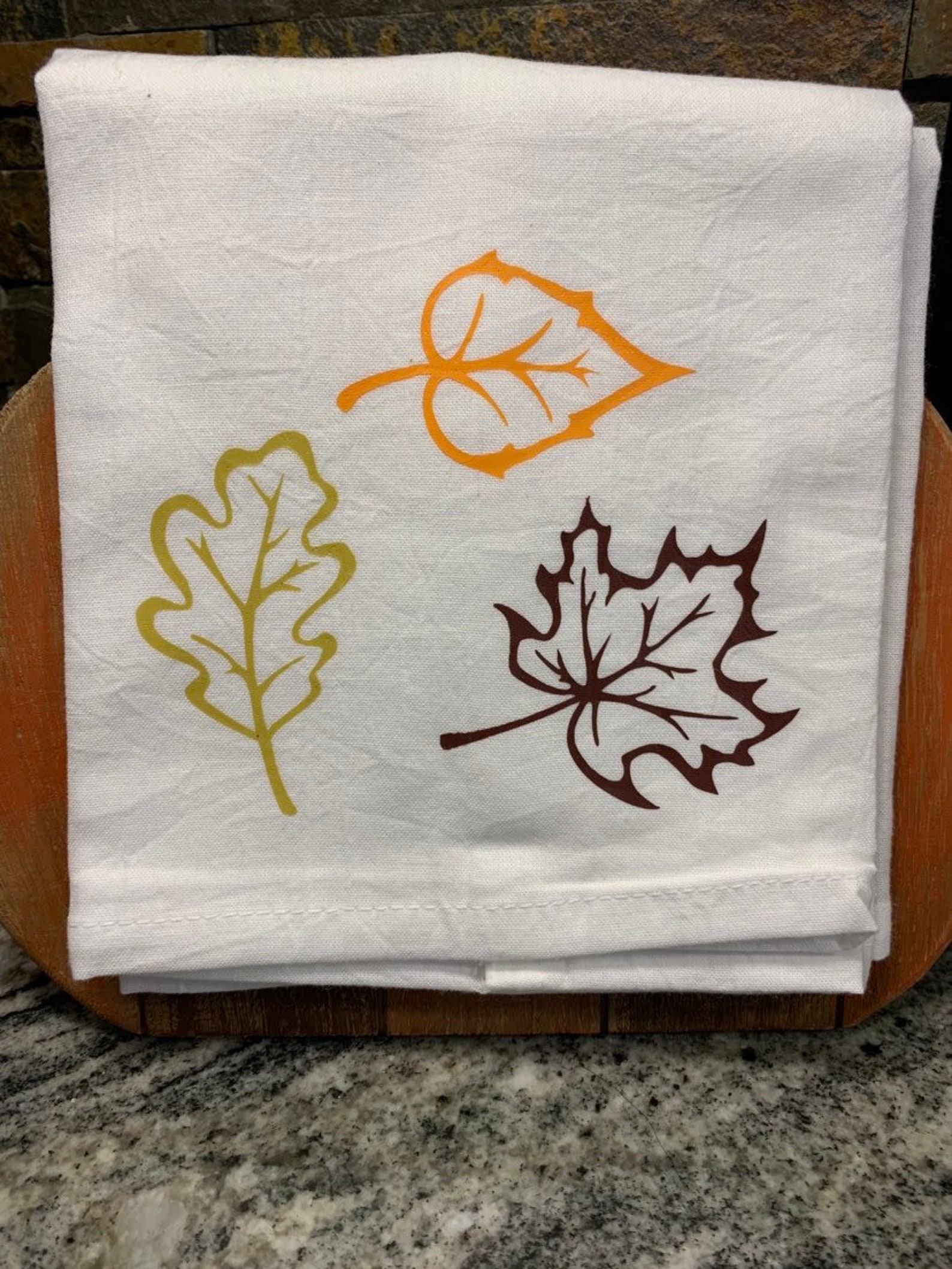 Fall Leaves Kitchen Towel Fall Flour Sack Towel Seasonal Etsy