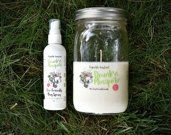 Bundle Special: Insect Repellent Soy Candle, Glass Jar with lid, Deet Free, Natural Bug repellent, Natural Oils