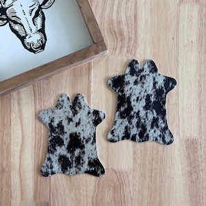 Black & Grey Cowhide Coasters - Set of 2