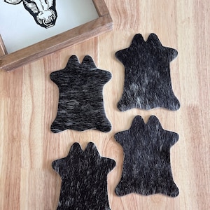 Black Cowhide Coasters - Set of 4
