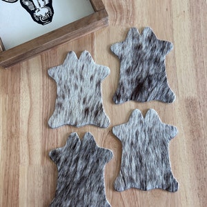 Dark Brown & White Cowhide Coasters - Set of 4