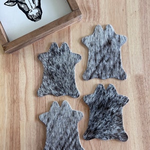 Salt & Pepper Cowhide Coasters - Set of 4
