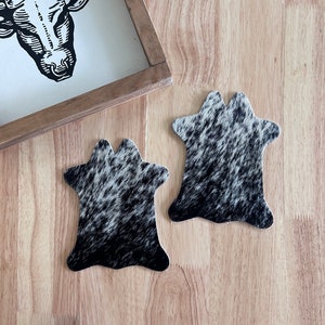 Salt & Pepper Cowhide Coasters - Set of 2