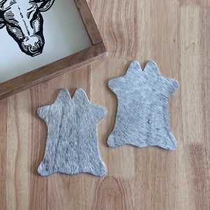 Light Grey Cowhide Coasters - Set of 2