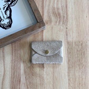 Beige Cowhide Card Wallet