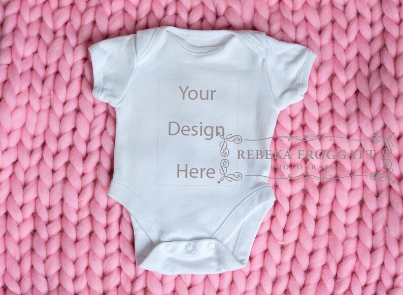 Download Pink Baby romper vest bodysuit flatlay mockup one piece | Etsy
