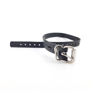 May include: Black leather dog collar with a silver buckle and the word "remarkable" embossed on the strap.