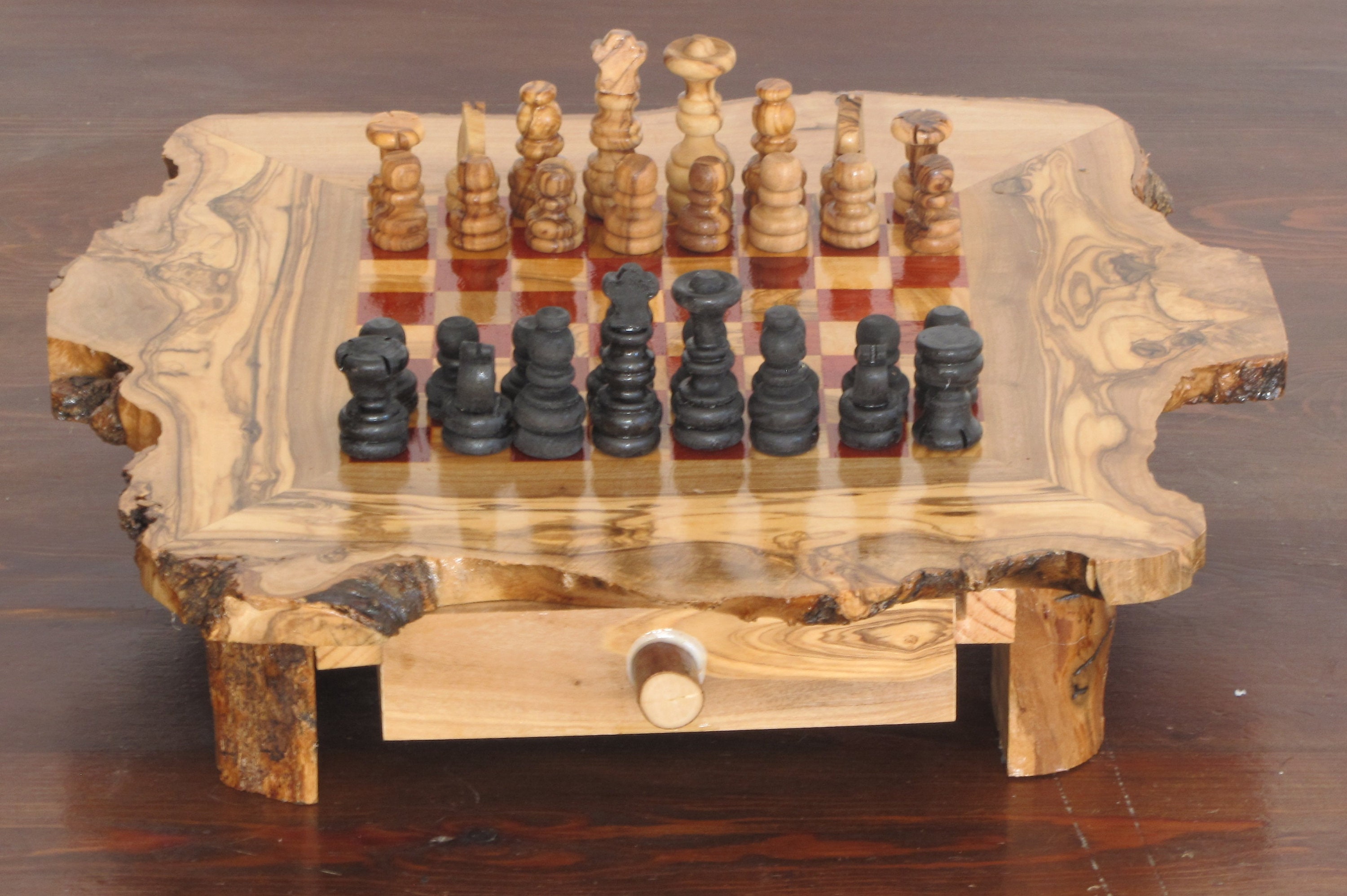 Olive Wood Chess Set Large Size Original Unique T Etsy