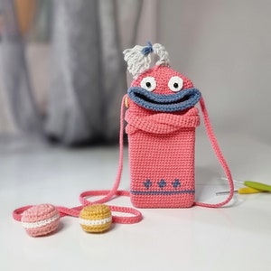 Crochet pattern, PDF, English and German, Amigurumi, cell phone case, handbag, shoulder bag, wallet, monster