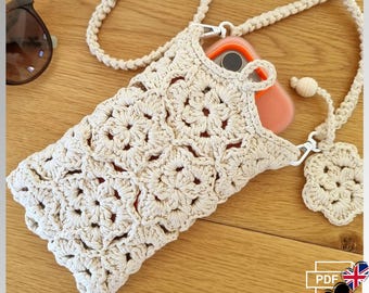 T32 Virkmönster för en liten axelväska. Raffia, bomullssnöre.