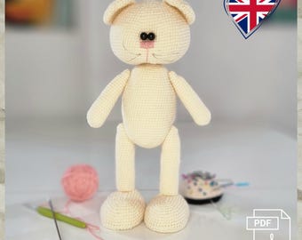 Crochet pattern, PDF German, Tilda cat, pattern WITHOUT clothes, amigurumi, crocheted cat.