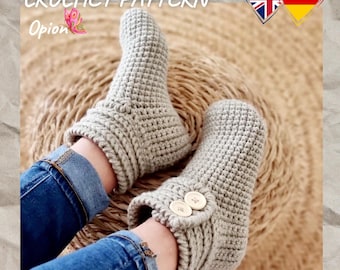 crochet pattern, PDF, deu, eng, crocheted socks, slippers, socks for every size, easy crochet pattern