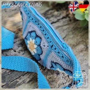 T.11 Häkelnanleitung PDF Englisch/Deutsch, Häkeltasche, Bananentasche, Granny Square Tasche, Gürteltasche, Handytasche, Umhängetasche