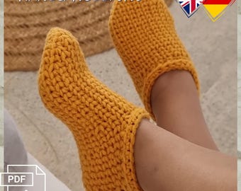 Sida 6 Tofflor PDF på tyska och engelska Varma och mysiga unisex Fotlängd 23–25 cm (variabel) Enkla steg-för-steg-instruktioner