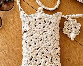 Small Crochet Crossbody Bag Pattern PDF, Raffia or Cotton Cord Purse (EN + DE) T32