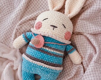 Sleepy Bunny Crochet Pattern PDF, Easter Rabbit Plush Toy with Pacifier (EN + DE) P9