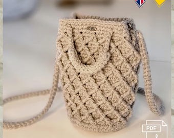 T32 Virkmönster, PDF, engelska/tyska. Virkat mobiltelefonfodral, handväska, axelväska, liten handväska