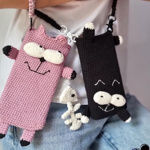 Katzen Handytasche Häkelanleitung PDF, süße Umhängetasche & Häkeltasche (EN + DE) T6