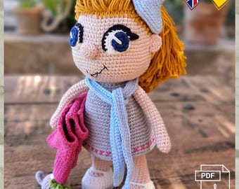crochet pattern, PDF, deu, eng crocheted doll, 26 cm, doll clothes, cotton