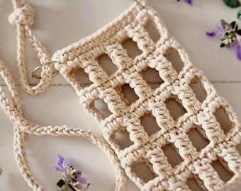 Crochet Summer Bag Pattern PDF, Phone & Crossbody Bag 17x11 cm, Macrame Cord Purse (EN + DE) T29