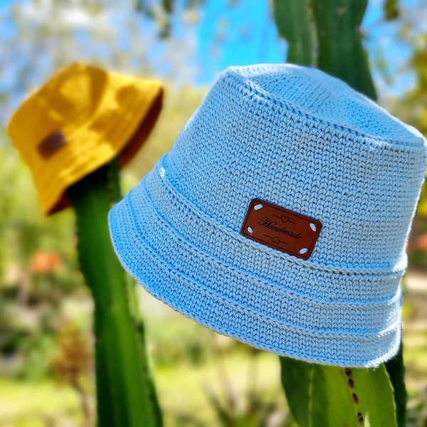 Patrón de crochet, PDF, inglés y alemán, gorro de verano para adultos y niños, circunferencia de la cabeza 54 cm con cálculos para otras tallas.