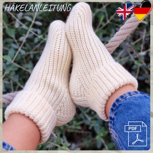 S.1 Crochet pattern, PDF, deu, eng, crocheted socks, foot length 22 cm, 23 cm, 24 cm, socks for men and women, warm socks, wool socks