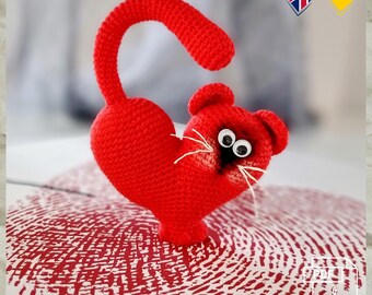 Sida 8 Virkmönster, PDF, engelska/tyska, Amigurumi, virkad katt, hjärta, alla hjärtans dag, present, bomull.