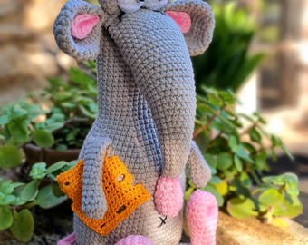 Crochet Rat Pattern PDF, Plush Rat Toy 40x16 cm, Easy Amigurumi Crochet Pattern (EN + DE) P6