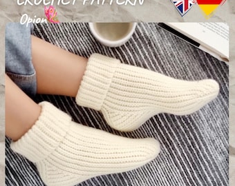 S.1 Crochet pattern, PDF, deu, eng, crocheted socks, foot length 22 cm, 23 cm, 24 cm, socks for men and women, warm socks, wool socks