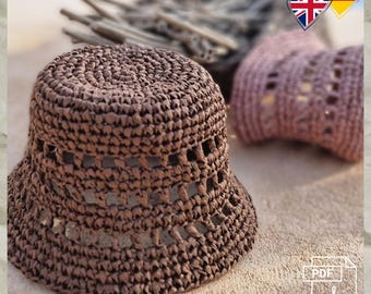 H4 Virkmönster Raffia Panamahatt (PDF), Sommarhatt, Justerbar Storlek, Tyska och Engelska