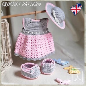 P.23 Crochet pattern, PDF, English. Crocheted set of clothes (outfit) for tilda bunny.  dress, hat, shoes (slippers). Cottons, hook 2,5 cm.