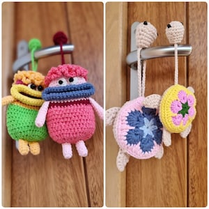 2 en 1. Crochet, PDF, Anglais/Allemand. Monstre, tortue, étui à clés, porte-clés douillet, porte-clés, boîte à clés